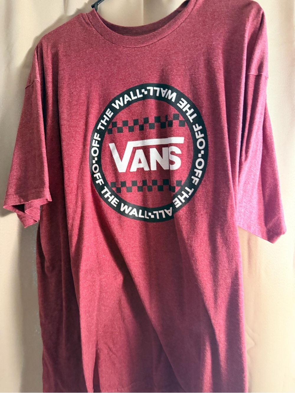 Vans Men's Maroon Graphic Tee with Black & White Logo